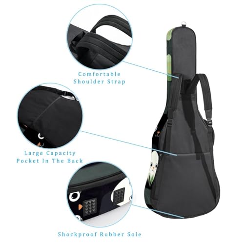 Housse guitare acoustique imperméable au motif œuf de lapin multicolore