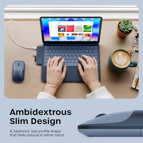 Image of Satechi Slim EX Wireless Mouse, Bluetooth & 2.4 GHz, Quiet Clicks, Indigo | Quiet clicks, anodized aluminum shell, rechargeable battery, for macOS, Windows, iPadOS, Android