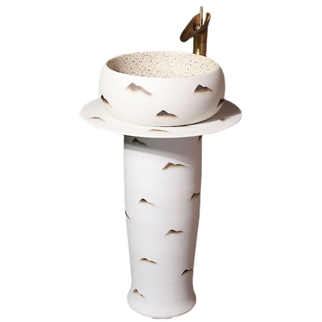 Rkvxcjhdr A Pedestal Sink Pedestal Bathroom Sink Ceramic Column Washbasin One-Piece Pedestal Combo Sink With Faucet Bathroom Sinks