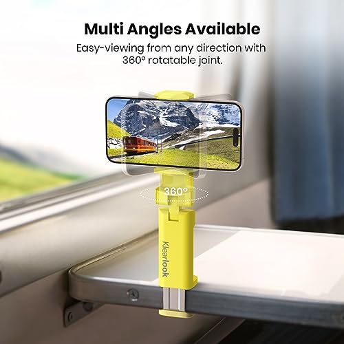 Image of Klearlook 4 in 1 Adjustable Phone Stand - 360 Rotation Handsfree Viewing, Foldable Travel Essentials, Accessory for Flight /Home /Office - Yellow