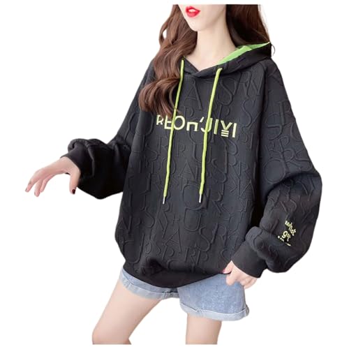トレーナー レディース パーカー スウェット プルオーバー 秋 冬 春 長袖 トップス 薄手 大きいサイズ エンボス加工 おしゃれ クルーネック ロンt ゆったり オーバーサイズ カジュアル かっこいい 韓国 長袖Tシャツ(M,ブラック)