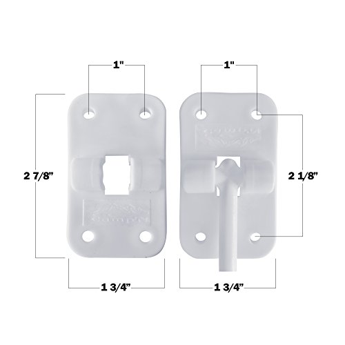 Camp'n T-Style 3 1/2" Door Latch-Holder-Catch With Hardware For Rv, Trailer, Camper, Motor Home, Cargo Trailer - Oem Replacement (White 2-Piece) #TOP3