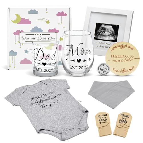 Amgkonp New Mom Gifts for First Time Mom,Pregnancy Gifts for New Mom and Dad with Glass Cups Est 2025,Postpartum Gifts for Expecting Mom,New Mom Care Package After Baby,New Born Baby Gift