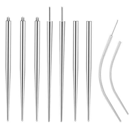 9 PCS Kit Piercing Aiguille Piercing Broches d'Insertion Coniques Acier Chirurgical 316L 14G 16G 18G, Outils pour Oreille/Nez/Lèvre/Langue/Nombril Accessoires...