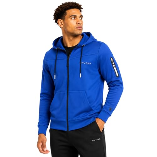 Spyder Mens Athletic Hoodie Moisture Wicking Fleece Zip Up