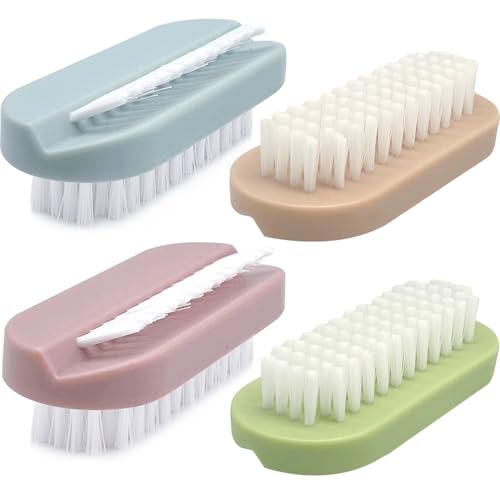 Nail Brush for Cleaning Fingernails Two Sided Hand Fingernail Scrub Brush Soft Stiff Bristles Nail Scrubber Brushes for men women kids 4 PCS