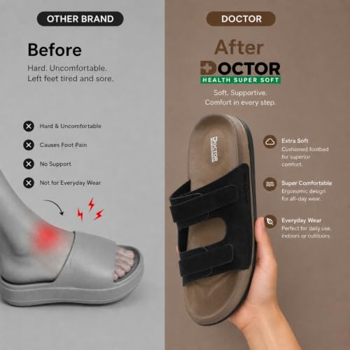 Image of DOCTOR HEALTH SUPER SOFT Men's Adjustable Strap Sandals | Soft Cushioned Footbed | Lightweight Anti-Skid Comfort Sandals | Casual Everyday Wear Slip-On Sandals for Men