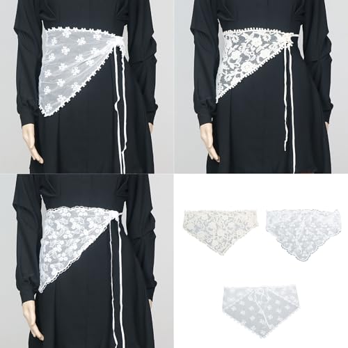 Womens Embroidery Floral Lace Waist Covers Short Apron Half Skirt Triangle Scarf Decorative Wide Belt Corset for Dresses2