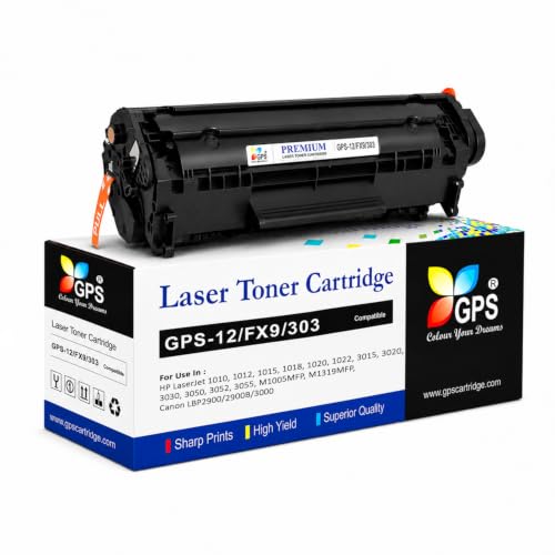 GPS Colour Your Dreams 12A (Q2612A) Black Laser Toner Cartridge, Compatible for HP LaserJet 1010, 1012, 1018, 1020, 3050, M1005 MFP & Canon LBP 2900 Printers (1pcs)