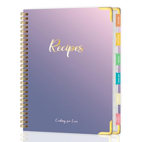 meDolove Recipe Book to Write in Your Own Recipes, Hardcover Blank Recipe Journal Cookbook with Tab Stickers, 8