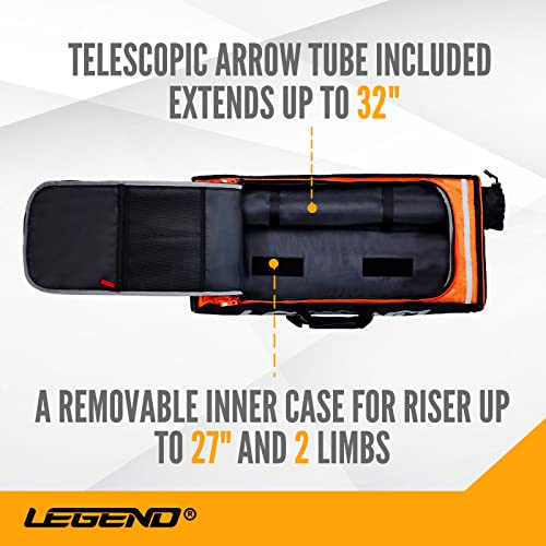 Legend Xt720 Recurve Bow Case (Orange) | Backpack Style Bag With Heavy Duty Foam Padding For Portable Protection Of Recurve Bows & Risers Up To 27 Inch thumb #4