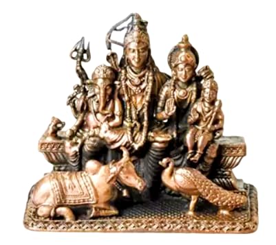 Image of Copper Shiva Parivar Idol 2.5 in | Patina Antique Finish