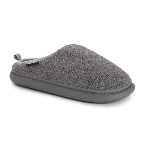 MUK LUKS Men's Lewis Clog Slipper, Grey, Small Wide