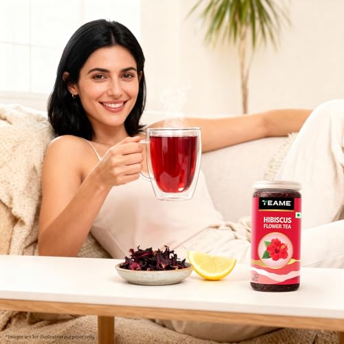 Image of TE-A-ME - Hibiscus Tea - 200 gm (200+ Cups) | Supports - SKIN GLOW ENHANCING | Flower Based - Herbal | Caffeine Free - Tangy Flavor | Hibiscus Tea Leaves | 100g - Pack of 2