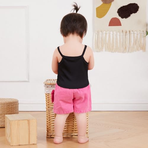 Emmababy Toddler Girls Denim Shorts Set Ribbed Crop Tank Top Sleeveless Bow Jean Shorts Skirt Western Baby Summer Clothes4