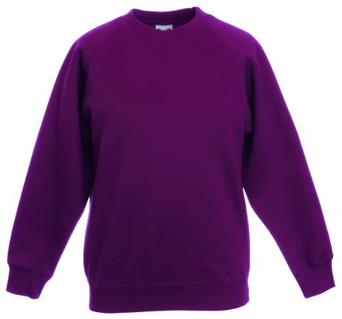 Image of Fruit of the Loom Kids Raglan Sweatshirt Burgundy 7-8