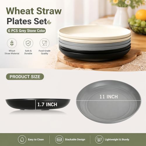 Image of 11In Wheat Straw Camping Plates,Unbreakable Microwave Safe Plates