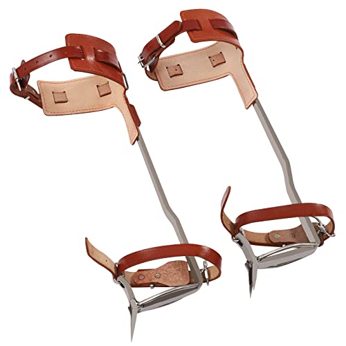 AOOCHU Tree Climbing Spike 2 Gear Adjustable Tree Climbing Spike Set with Foot Strap & Gloves Tree-Climbing Tools for Practice Tree Climbing Fruit Picking Logging, Max-Load 220.46Lbs