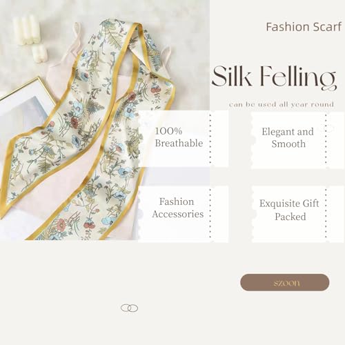 Head Scarf for Women Silk Feeling Neck Scarves Handbag Scarf Lightweight Sleeping Hair Wrapping with Gift Packed3