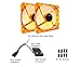 Apevia AF212L-OG 120mm 4pin Molex + 3pin Motherboard Silent Orange LED Case Fan (2-pk)