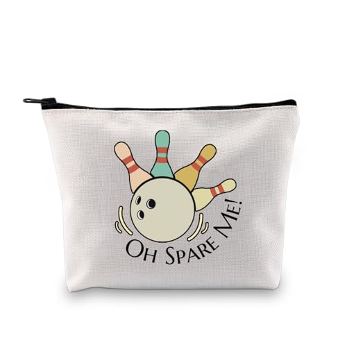 JXGZSO Funny Bowling Makeup Bag Bowling Player Gift Oh Spare Me Bowling Cosmetic Bag Bowling Ball Zipper Pouch Bowling Bowler Gifts