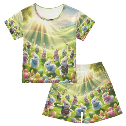 Rabbit Group Easter Pajama Set Short Sleeve Sleepwear Soft Pajamas Shorts Sets Cotton PJS 5Y