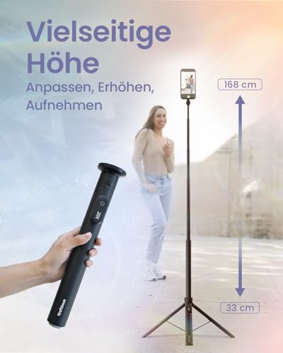 KraftGeek 168cm Handy Stativ für Smartphone, Selfie Stick Stativ für iPhone – Ansicht 4