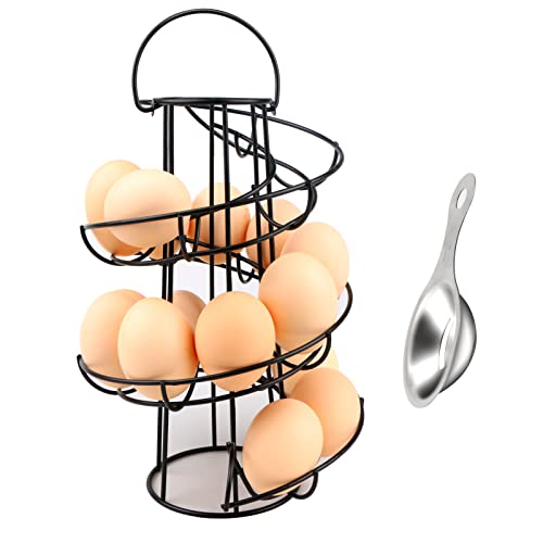 Spiral Egg Holder Kitchen Egg Storage with Egg Separator Helter Skelter Egg Holder Stand Rack Freestanding Wire Chicken Egg Basket for Countertop Kitchen