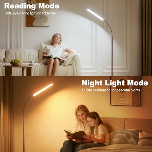 Image of Yikuneng Dimmable LED Floor Lamp, Super Bright Reading Lamps Floor Standing lamp with Remote & Touch Control, Stepless Dimming & 2700K-6500K Color Temperature, for Living Room Bedroom Office, Brown