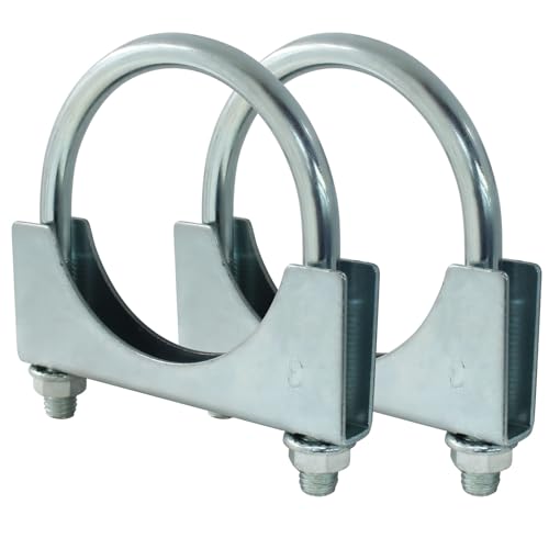 Zorveiio 3 U Heavy Duty U-Bolt Clamp 3 Inch Stainless Steel Muffler Clamps Saddle Style Exhaust Anti-corrosion U-Bolt for Automotive Installation/Car Enthusiasts(2-Pack)
