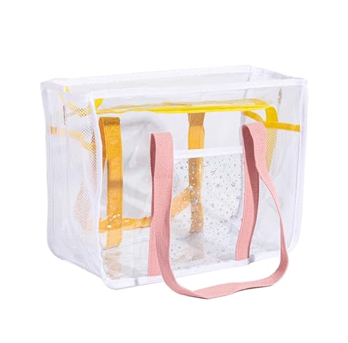 Clear Beach Tote Bag Large Water Prevent PVC Shoulder Bag for Women, Stadium Approved, Suitable for Pool, Concerts, Travel, and Shopping, Lightweight Design