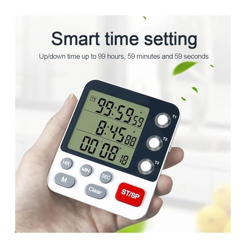 Temporizador digital de cocina con 3 canales y hasta 100 horas miniatura 3