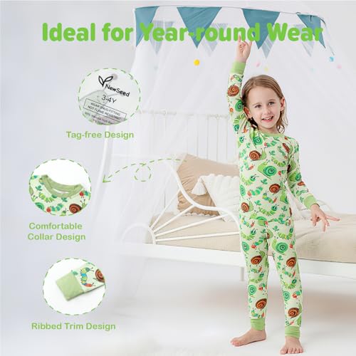 Image of Kids 2-Piece Soft Bamboo Viscose Clothing Set, Long Sleeve Top & Pants, Everyday Outfit for Toddler Boys & Girls