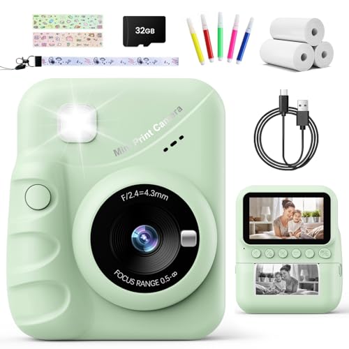 TIATUA Camara Fotos Infantil instantanea, 3,0'' HD 48 MP Cámara Instantánea para Niños con Tarjeta de 32 GB y Papel de Impresión, HD 1080P Cámara Instantánea para Niños y Niñas 3 a 12 Años
