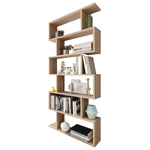 Miroytengo Pack 2 Estanterías Diseño Zig-zag Librerías Alta Y Baja Color Roble Canadian