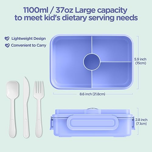 Jelife Bento Lunch Box For Kids - Large Bento-Style Leakproof Bento Boxes With 4 Compartments Lunchbox With Silverware For Kids Back To School thumb #3