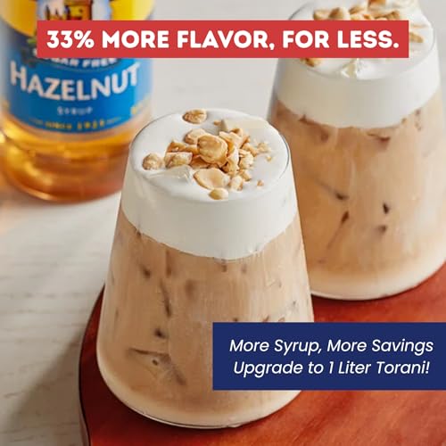 Image of Torani Sugar Free Hazelnut Syrup 1L Bottle with Pump - Keto Friendly