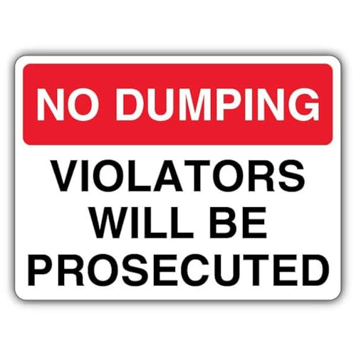 Panneau de sécurité No Dumping en vinyle autocollant 300x225 mm