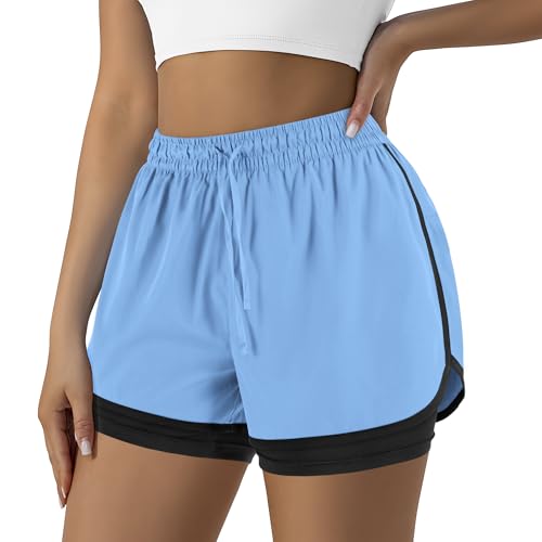 Yevrimow Women's 2 in 1 Running Shorts for Gym Yoga ...