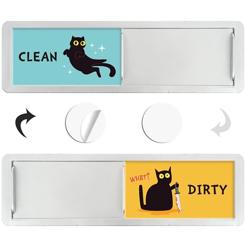 MOIZYNG Dishwasher Magnet Clean Dirty Sign Funny Black Cat Clean Dirty Magnet for Dishwasher Washing Machine Microwave Oven Refrigerator Kitchen Decor and Accessories