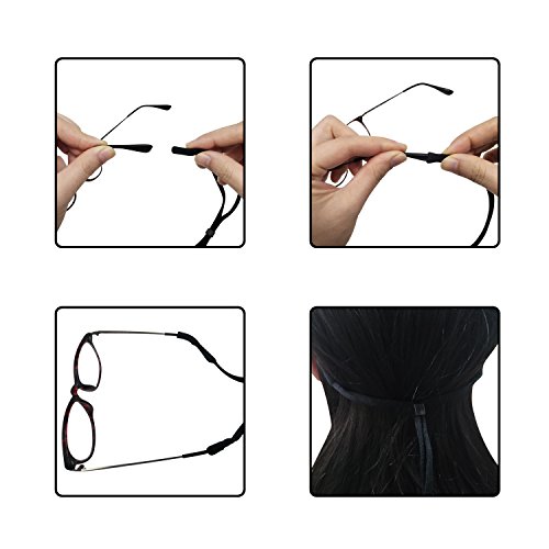 Hongfa Adjustable Eyewear Safety Glasses Eyeglasses Neck Cord String Lanyard Strap,Sunglasses Holder Straps,Set Of 5 (Black) #TOP1