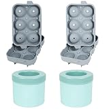 Silicone Ice Ball Maker Mold, 4 Pack (2 Sphere + 2 Cylinder), 2 Inch Large Ice Cube Trays, BPA Free Food Grade Silicone, Easy Release & Slow Melting, Ideal for Whiskey Cocktails Bourbon