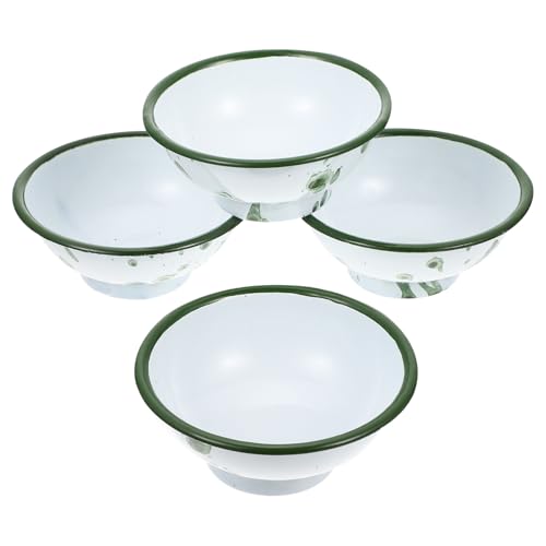 HOODANCOS 4 piezas Tazones Esmaltados Vintage Cuencos Multifunción para Alimentos Diseño Retro Resistente para Hogar y Cocina para Sopa Frutas y Guarniciones