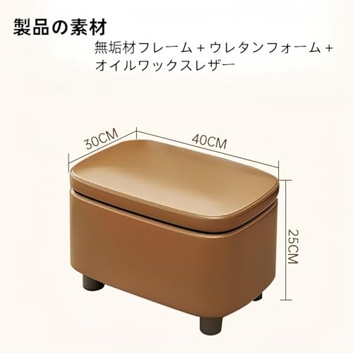 Buyira 収納ベンチ ソファスツール スツールボックス 長椅子 2人掛け 40×30×25 収納 レザー トランク用ベンチ 防水 椅子 オットマン 玄関用 靴履き シンプルデザイン 家庭用 リビング ソファ 収納家具 (奥行き 40cm × 幅 30cm x 高さ 25cm,ブラウン) [2]