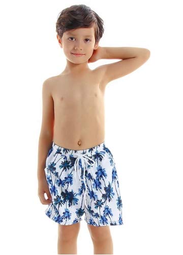 Jurebecia Calção de banho de menino com padrão floral azul pais e filhos usam shorts de praia de ver