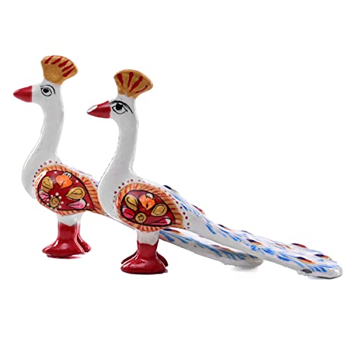 Estatuas de Pareja de Pavos Reales Blancos Tradicionales Indios miniatura 6