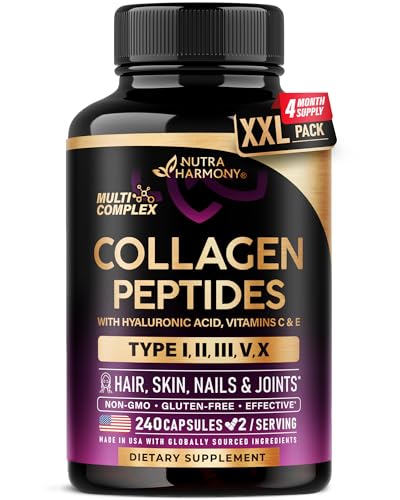 Multi Collagen Peptides - Hydrolyzed Types I, II, III, V & X - Collagen Supplement for Women 1300mg...