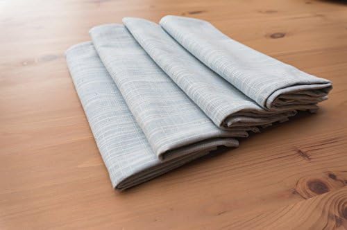 EXERZ CosyAurora  4 PCS Set Natural Linen Placemats / Basic Linen / Soft Linen fabric / Dining placemats  Serenity Blue