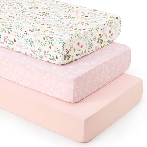 Image of david's kids 3 Pack Fitted Crib Sheets, Ultra Soft Breathable Comfortable Baby Sheet Set for Boys Girls Neutral, 28x52 Inch Fits Standard Crib and Toddler Mattresses, Garden