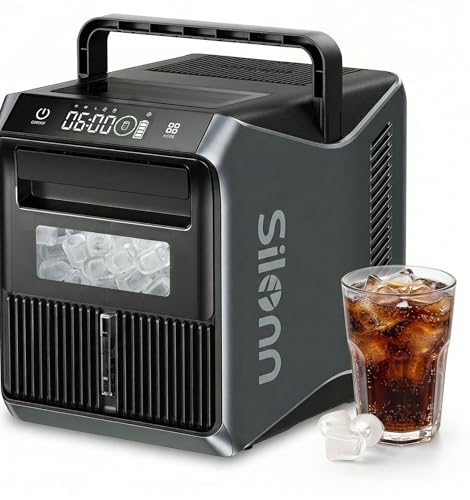 Image of Silonn Portable 4-Power Ice Maker - 6-Min 9 Cubes, 22lbs /Day | 12V /24V Car & 100-240V AC Solar-Ready, Auto-Clean Countertop Ice Machine for Camping RV Home Outdoor (No Plumbing Needed)